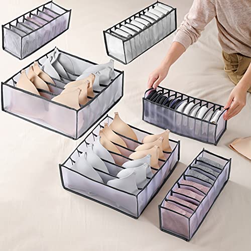 Faffooz 6 Pcs Organizador Ropa Interior Caja De Almacenamiento De Ropa Interior Plegable Con Compartimento Se Utiliza para Guardar Ropa Interior, Calcetines, Sujetadores, Corbatas