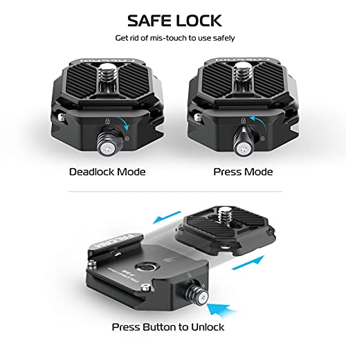 FALCAM F38 Placa de liberación rápida para cámaras, Quick Release Plate con Rosca de 1/4" a 3/8", Arca Swiss Placa , Apta para Sony /Canon /dji/ Trípode /DSLR