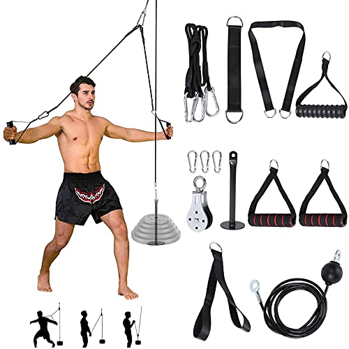 FBSPORT Poleas Gimnasio para Casa Rodillo de Muñeca Fitness Maquina para Antebrazo para Entrenamiento de Fuerza Gimnasios en el hogar Ejercitador de Entrenamiento (Fitness Set)