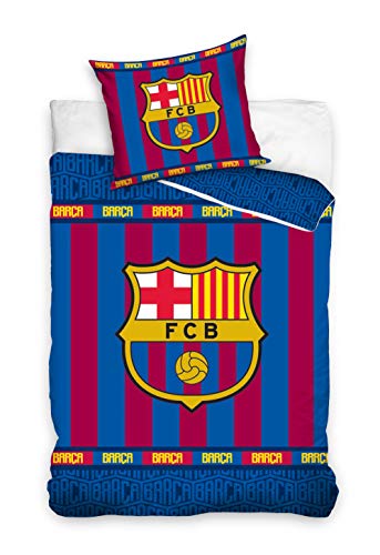 FC Barcelona - Juego de cama (funda nórdica de 140 x 200 cm y funda de almohada de 63 x 63 cm)