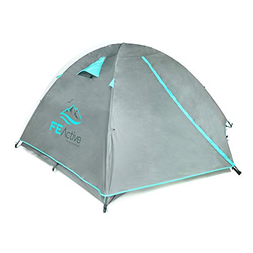 FE Active Tienda de Campaña 4 Personas – Tienda de Camping 4 Estaciones de Alta Cualidad para 3 o 4 Personas con Cubierta Impermeable, Postes de Aluminio. Todas las Temporadas I Diseñado en California