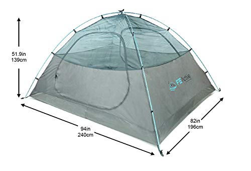 FE Active Tienda de Campaña 4 Personas – Tienda de Camping 4 Estaciones de Alta Cualidad para 3 o 4 Personas con Cubierta Impermeable, Postes de Aluminio. Todas las Temporadas I Diseñado en California