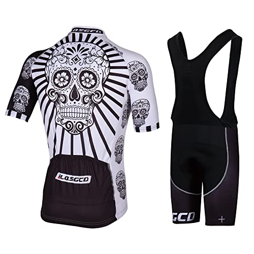 Feilaxleer Ropa Ciclismo Verano para Hombre y Mujer - Un Conjunto de Ciclismo Jersey Maillot y Culotte Pantalones Cortos (CR,M)