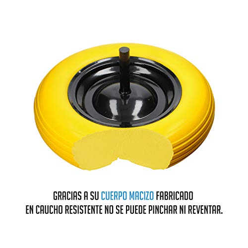 Ferrestock FSKROM001 Rueda Maciza para Carretilla de Obra y jardinería Profesional o doméstico impinchable con llanta metálica, Amarillo