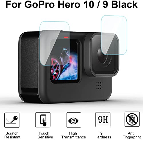 FitStill Funda de silicona para Hero 10/Hero 9 Black, tapa lateral de la batería y protectores de pantalla y tapas de lente y cordón para Go Pro Hero10 Hero9 Kit de accesorios