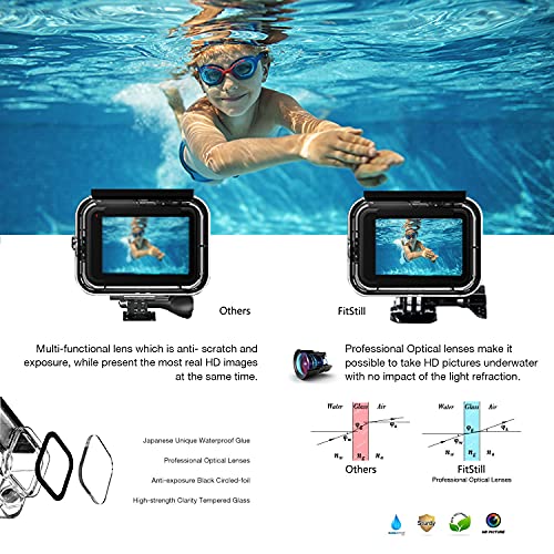 FitStill - Funda impermeable de 60m para GoPro Hero 10 Black / Hero 9 Black, carcasa protectora de buceo subacuático con accesorios de soporte para cámara de acción Go Pro Hero10 Hero9
