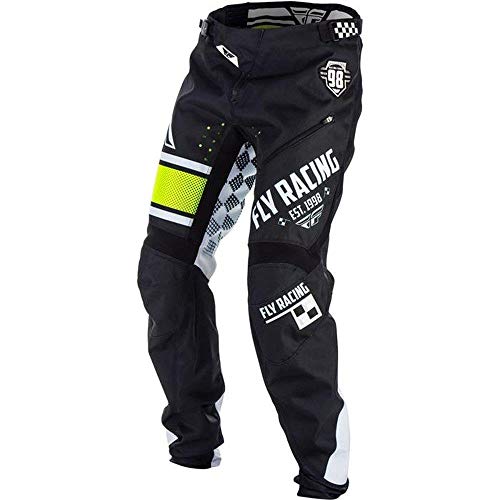 Fly Racing Pantalón Kinetic MTB/BMX, color blanco y negro, Pant Dirt Bike Dirt Jump Mountain Bike, hombre, negro, 28