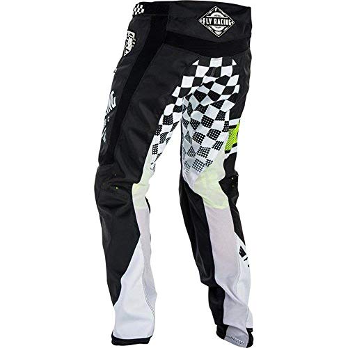 Fly Racing Pantalón Kinetic MTB/BMX, color blanco y negro, Pant Dirt Bike Dirt Jump Mountain Bike, hombre, negro, 28