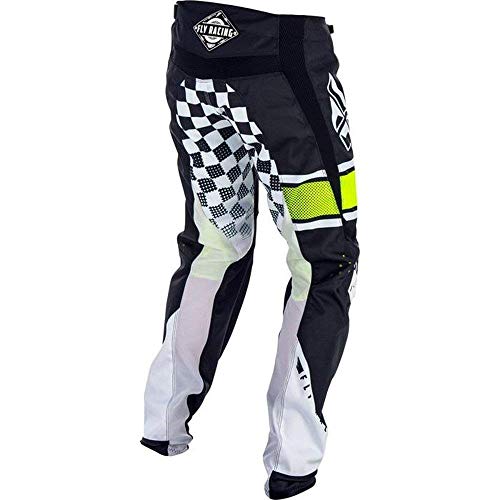 Fly Racing Pantalón Kinetic MTB/BMX, color blanco y negro, Pant Dirt Bike Dirt Jump Mountain Bike, hombre, negro, 28