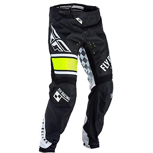 Fly Racing Pantalón Kinetic MTB/BMX, color blanco y negro, Pant Dirt Bike Dirt Jump Mountain Bike, hombre, negro, 28