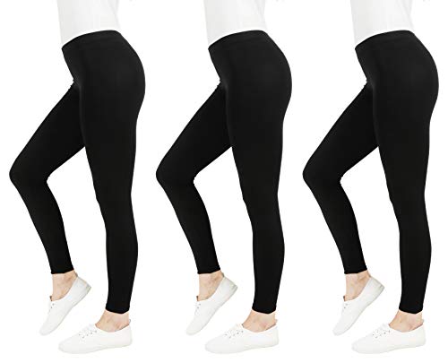 FM London Casual Leggings, Negro, XXL para Mujer (3-Pack)