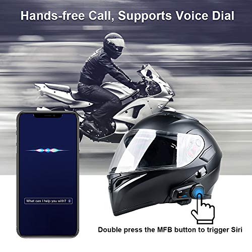 FODSPORTS FX6 Intercomunicador Casco Moto Auriculares 5.0 Bluetooth Manos Libres con Navegación GPS por Voz,Función FM,Comunicador 6 Jinetes Simultáneamente,Operación de una tecla