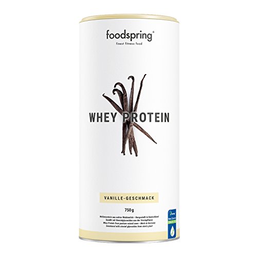 foodspring Proteína Whey, Sabor Vainilla, 750g, Fórmula en polvo alta en proteínas para unos músculos más fuertes, elaborada con leche de pastoreo de primera calidad
