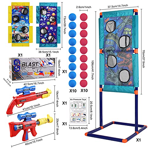 FORMIZON 2 Piezas Pistola Juguete para Niños, Pistola de Juguete con Bola de Espuma con Objetivo de Tiro de Pie, Kit De Disparos Pistola de Juguete para Exteriores para Niños Regalos(Red de Tiro)