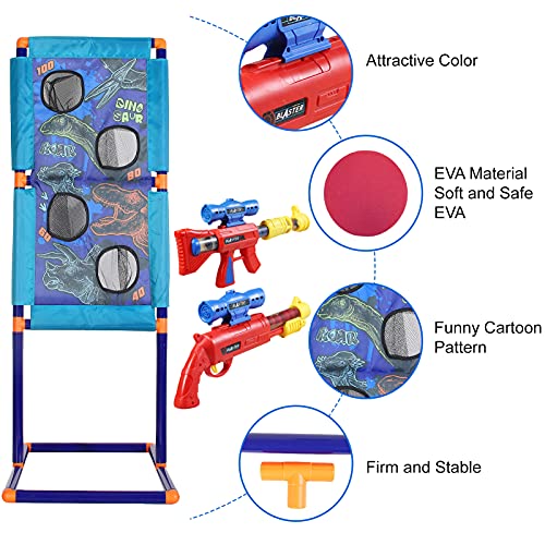 FORMIZON 2 Piezas Pistola Juguete para Niños, Pistola de Juguete con Bola de Espuma con Objetivo de Tiro de Pie, Kit De Disparos Pistola de Juguete para Exteriores para Niños Regalos(Red de Tiro)