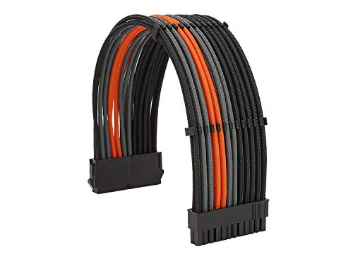 Formulamod Sleeve Extension Cable de alimentación Kit 18AWG ATX 24P+ EPS 8-P+PCI-E8-P+PCI-E6-P con peines para PSU a placa madre/GPU Fm-NCK3 (negro naranja gris)