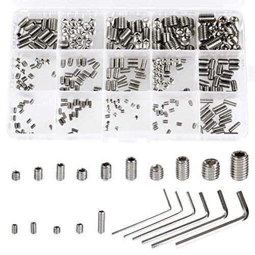 FOROREH Tornillos de fijación Cabeza hexagonal Tornillos Allen Acero inoxidable M2.5 M3 M4 M5 M6 M8 con una pequeña llave Allen Surtido Piezas de sujeción Kits Tornillo de máquina