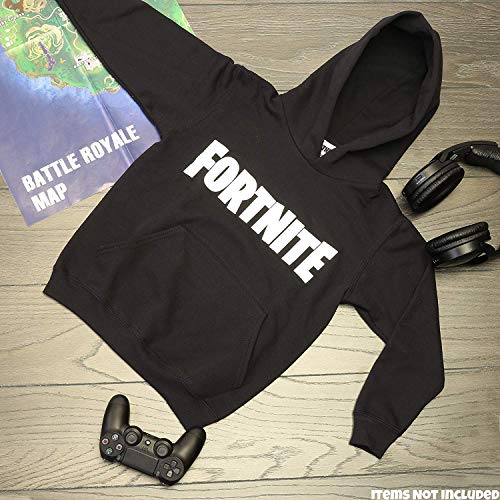 Fortnite Sudadera Niño, Ropa para Niño De Videojuego, Sudadera con Capucha para Niños, Gamer Regalos 7-15 Años (Negro, 13-14 años)