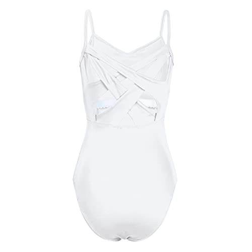 Freebily Maillot Ballet para Mujer Maillot Clásico de Danza Ballet Gimnasia Maillot Leotardo Bailarina Body Algodón Maillot Yoga Fitness Chica Mujer Blanco M