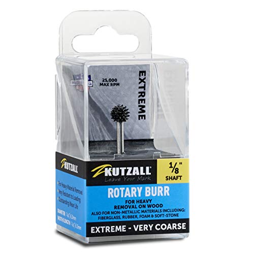 Fresa giratoria de Esférica Kutzall Extreme, eje de 1/8", Muy Gruesa - Carburo de tungsteno abrasivo, 1/4" (6.3mm) de diámetro, SX-14-EC