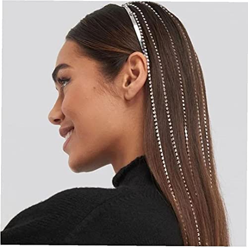 Froiny 1pc Long Borla Rhinestone Cadena De Pelo Casco De Cabello Accesorios para Mujeres Hoop Hoop Diadema Joyería De Cadena De Cadena