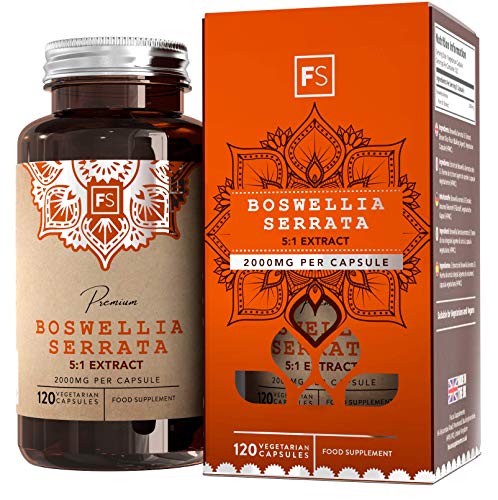 FS Boswellia Serrata 2000mg | 120 Capsulas Veganas | Para Salud de Articulaciones | Incienso Para las Articulaciones y Tendones | Sin OGM, Gluten, Lácteos