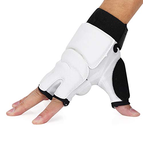 Fsskgxx Guantes de Taekwondo, Guantes de Boxeo de Karate de Combate de Medio Dedo Cubierta Protectora de Manos para Adultos/niños