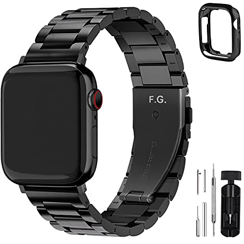 Fullmosa Acero Inoxidable Correa 38mm 40mm 41mm 42mm 44mm 45mm Compatible Apple Watch/iWatch Serie SE, Serie 7/6/5/4/3/2/1, Apple Watch Correa, Negro 42mm/44mm/45mm