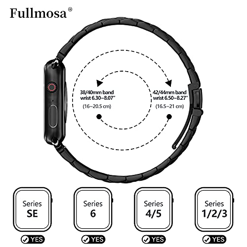Fullmosa Acero Inoxidable Correa 38mm 40mm 41mm 42mm 44mm 45mm Compatible Apple Watch/iWatch Serie SE, Serie 7/6/5/4/3/2/1, Apple Watch Correa, Negro 42mm/44mm/45mm