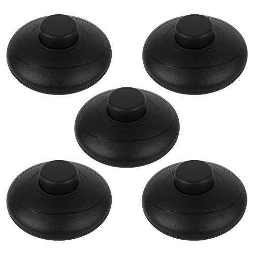 Fumanduo 5Pcs Interruptor de Pie Pedal Interruptor Redondo de ABS Interruptor de Pie en Linea 2A/250V Interruptor para Lámparas de Pie y de Mesa (Negro, 7x3.2cm)