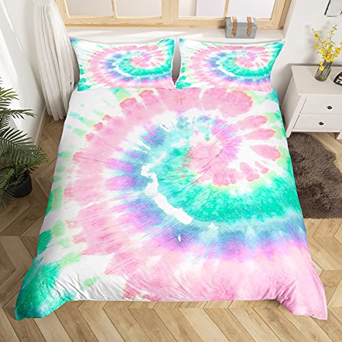 Funda de edredón estilo bohemio psicodélico de doble tamaño para niños, niñas, adolescentes, bohemio, gitano, juego de ropa de cama con espiral exótica colorida para habitación decorativa