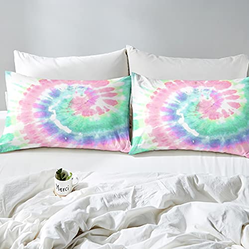 Funda de edredón estilo bohemio psicodélico de doble tamaño para niños, niñas, adolescentes, bohemio, gitano, juego de ropa de cama con espiral exótica colorida para habitación decorativa