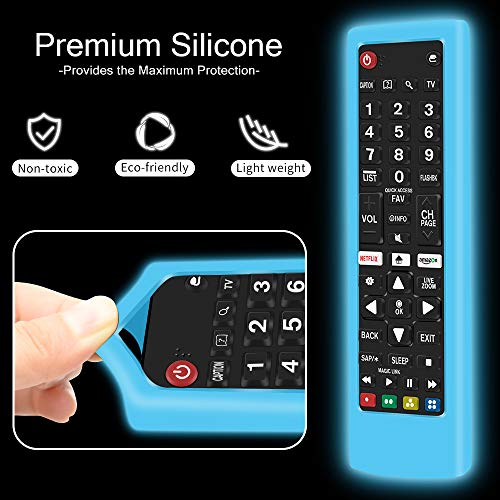 Funda Protectora de Silicona Compatible con Mando LG Control AKB75095308 AKB74915324 AKB75095307 AKB73715601 Antideslizante Carcasas Protección Funda para LG Remote - Glow Blue