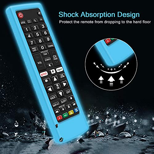 Funda Protectora de Silicona Compatible con Mando LG Control AKB75095308 AKB74915324 AKB75095307 AKB73715601 Antideslizante Carcasas Protección Funda para LG Remote - Glow Blue