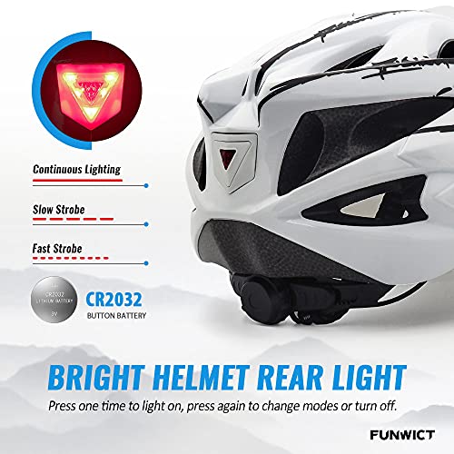 FUNWICT Casco Bicicleta con Gafas Magnéticas Casco Bici de Montaña Ligera LED Casco Bicicleta de Carretera para Mujer Hombre Casco MTB Ligero 57-61 cm (WHInkBlack)