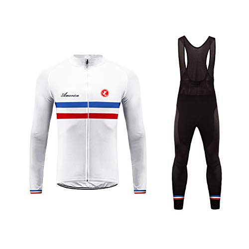 Future Sports Bike Wear Designs Maillots de Bicicleta Maillots de Bicicleta Traje de Invierno Hombres Ropa de Ciclo Jersey de Manga Larga + Pantalones Bib Acolchados Cómodo Respirable Secado