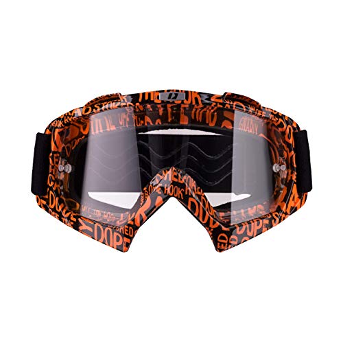 Gafas IMX Mud | Lente transparente | Correa con estampado de silicona | Espuma de tres capas | Incluye una lente | Motocross Enduro Mtb Downhill Freeride, graphic orange matt/black, one size