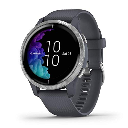 Garmin Venu - Reloj inteligente GPS con una elegante pantalla brillante para un estilo de vida activo, color azul granito (Reacondicionado)