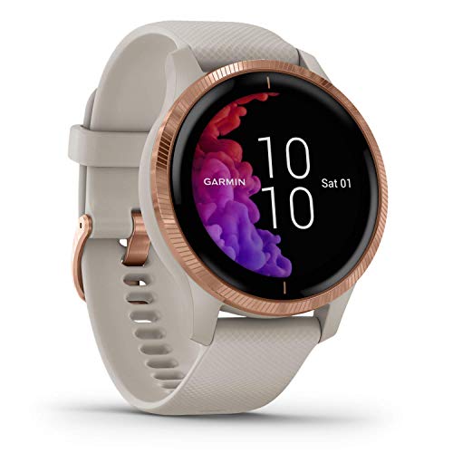 Garmin Venu Reloj Inteligente(GPS, Ecran AMOLED, PayTM, Musica), Rosa Dorado, 43 mm (Reacondicionado)