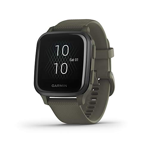 Garmin Venu Sq Music, GPS Smartwatch with Bright Touchscreen Display, Features Music and Up to 6 Days of Battery Life, Slate and Moss Green (010-02426-03)