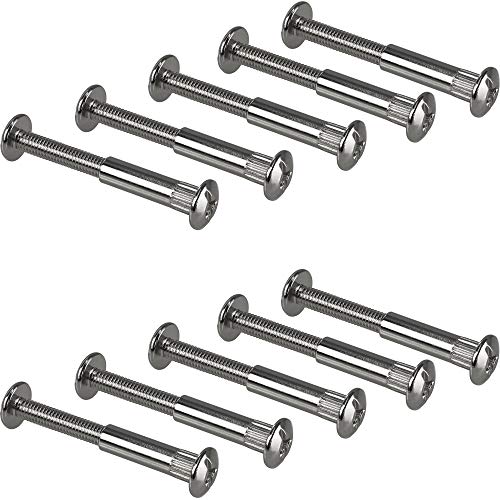 Gedotec Tornillo para muebles Funda en V Conexión M6 Acero niquelado | Espesor de madera 32–42 mm | Conector de armario, ranura cruzada PZ2 y hoja plana | 10 piezas