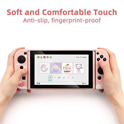 GeekShare Funda protectora para interruptor, funda de TPU suave compatible con consola Nintendo Switch y Joy-Con (conejito de fresa)