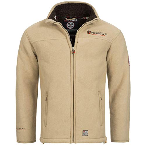 Geographical Norway - Chaqueta de forro polar para hombre ureka, con forro de pelo de peluche marrón claro L