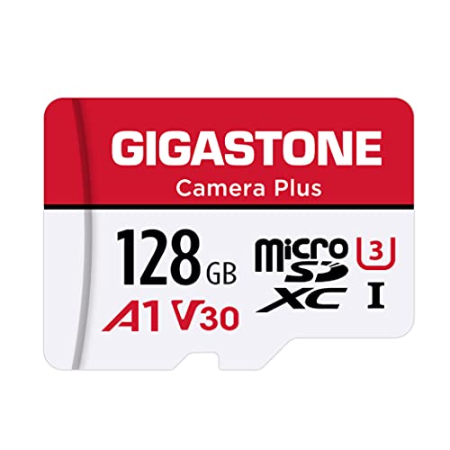 Gigastone Tarjeta Micro SD 128GB, Camera Plus, GoPro, Cámara de Acción, Cámara Deportiva, 100 MB/s de Alta Velocidad, Grabación de Vídeo 4K, Micro SDXC UHS-I A1 Clase 10