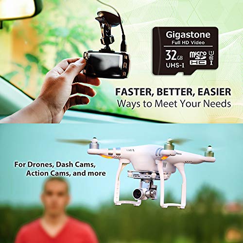 Gigastone Tarjeta Micro SD 32 GB Micro SDHC U1 C10 90 MB/S Tarjeta de Memoria de Alta Velocidad Class10 Uhs Full HD Video Nintendo Gopro Cámara Samsung Canon Nikon dji Drone