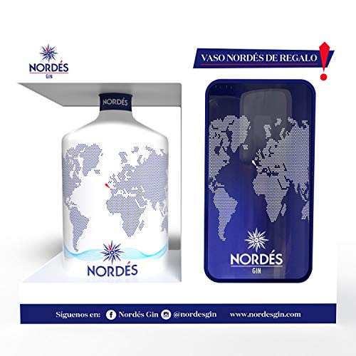 Ginebra Premium nacional Nordés Gin - Pack Exclusivo Vaso cristal transparente Nordés de regalo,70 cl