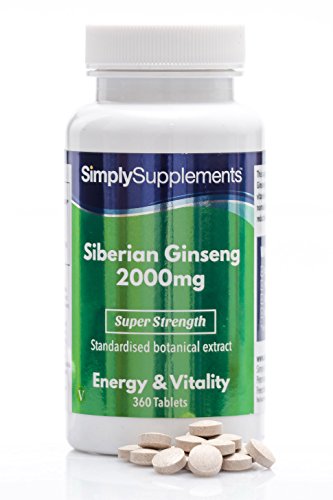 Ginseng siberiano 2000mg - ¡Bote para 6 meses! - Apto para veganos - 360 Comprimidos - SimplySupplements