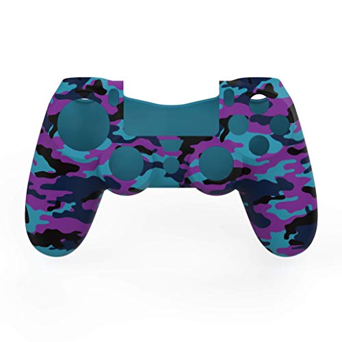 Gioteck - Funda de silicona de camuflaje morada y azul + 4 grips para mando duashock 4 de PS4 (PlayStation 4)