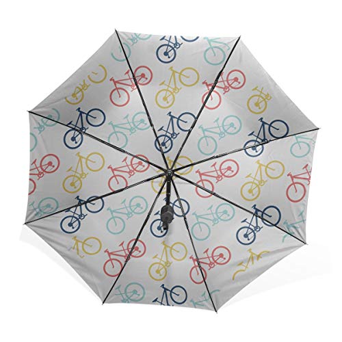 Girl Umbrellas For Rain Retro Bike Seamless Vector Illustration Windproof Compact Umbrella Lightweight Rain & Wind Resistant Compact and Lightweight For Business and Travels