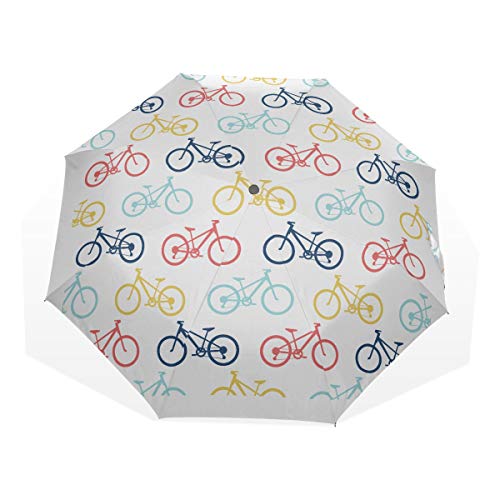 Girl Umbrellas For Rain Retro Bike Seamless Vector Illustration Windproof Compact Umbrella Lightweight Rain & Wind Resistant Compact and Lightweight For Business and Travels